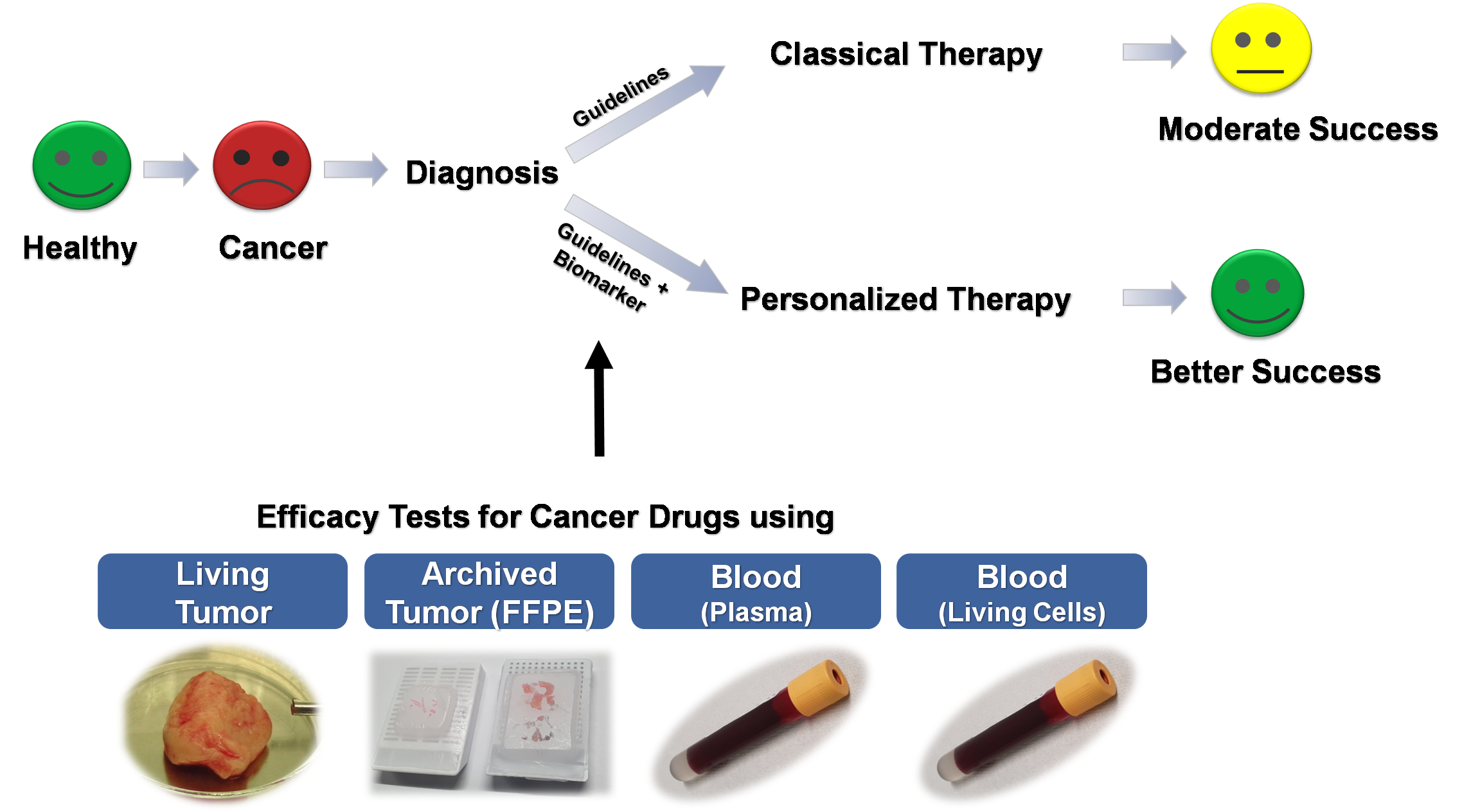 Figure of diagnosis before therapy in cancer